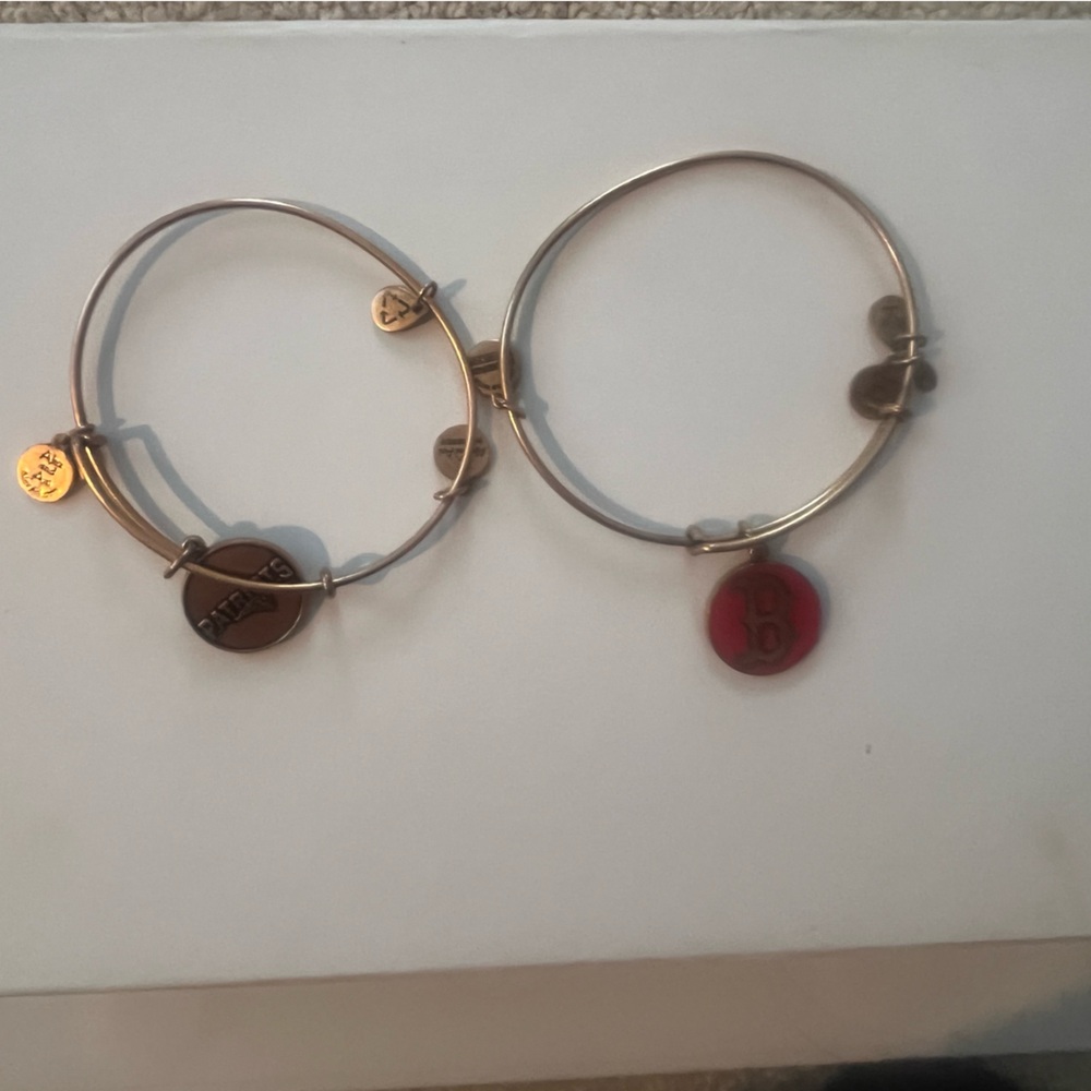 Alex and Ani Gold and Red Charm Bangle Set